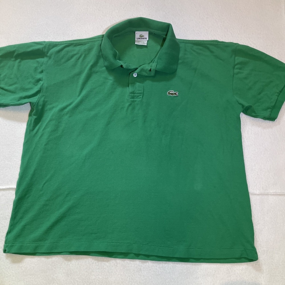 Lacoste Polo Shirt Green Alligator Logo France Mens Size 7 Preppy‎ Retro Golf
